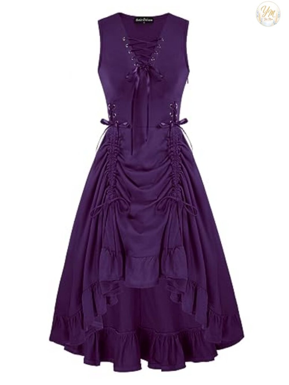 Renaissance Steampunk Lace Up Gothic Victorian Midi Dress Costume